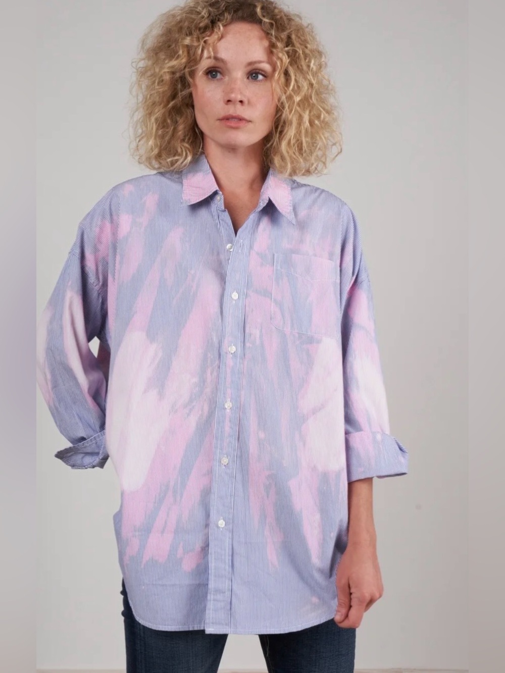 R13 bleached stripe shirt. XS